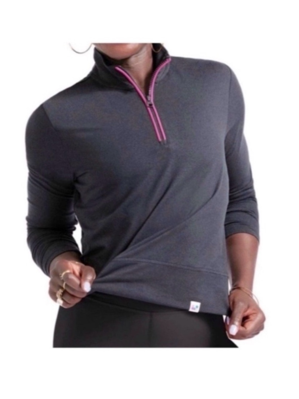 PELOTON Grey Quarter Zip Athletic Sweatshirt Size Large - Picture 3 of 9